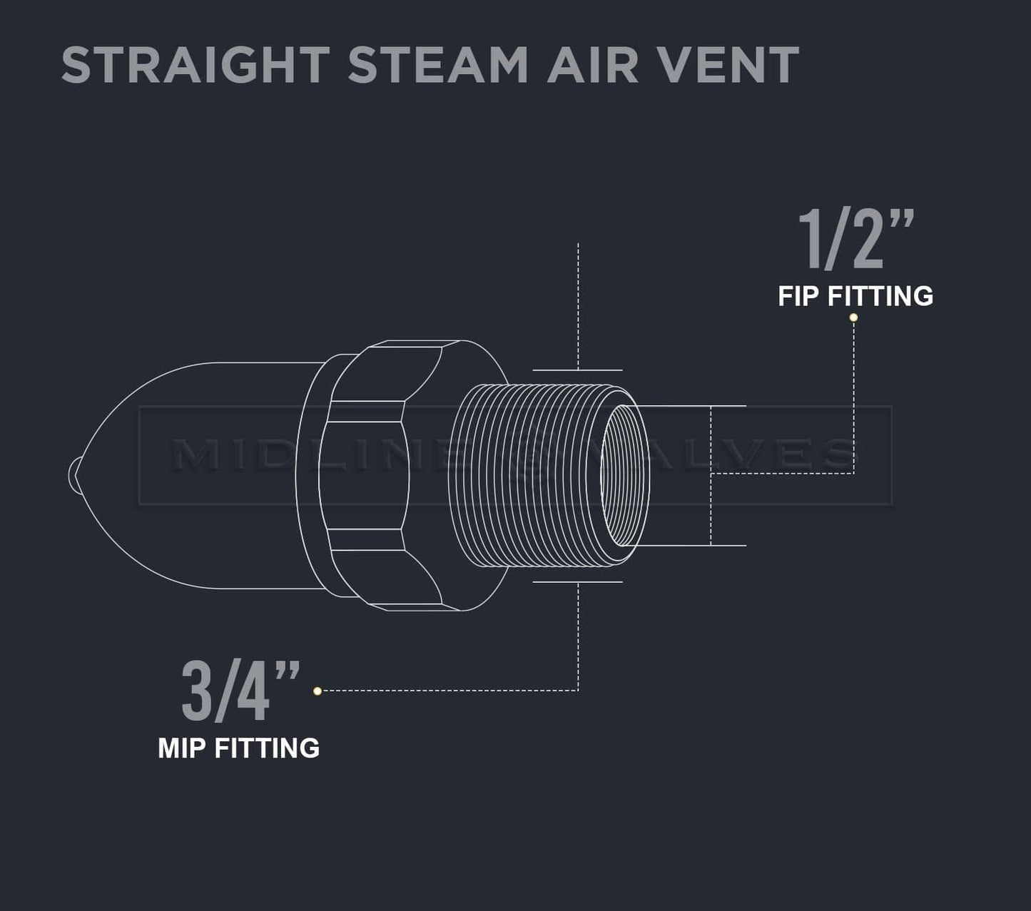 3/4" x 1/2" Straight Hoffman Style Steam Air Vent; Heat Regulator Float Type Valve; Straight Mount; NPT; Chrome Plated Steel - Fittings N' Valves