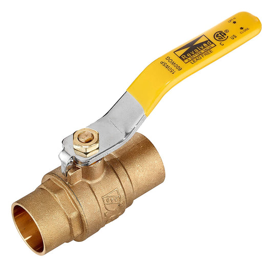 1-1/2" Full Port Brass Sweat Ball Valve – Lead-Free SWT x SWT, C x C – 600 PSI WOG