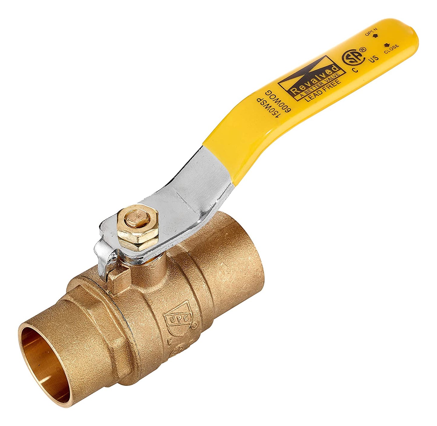 1-1/4" Full Port Brass Sweat Ball Valve – Lead-Free SWT x SWT, C x C – 600 PSI WOG