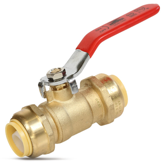 3/4" Push x Female Ball Valve - Push-Fit Water Shut Off (Lead-Free)
