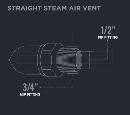 3/4" x 1/2" Straight Hoffman Style Steam Air Vent; Heat Regulator Float Type Valve; Straight Mount; NPT; Chrome Plated Steel - Fittings N' Valves